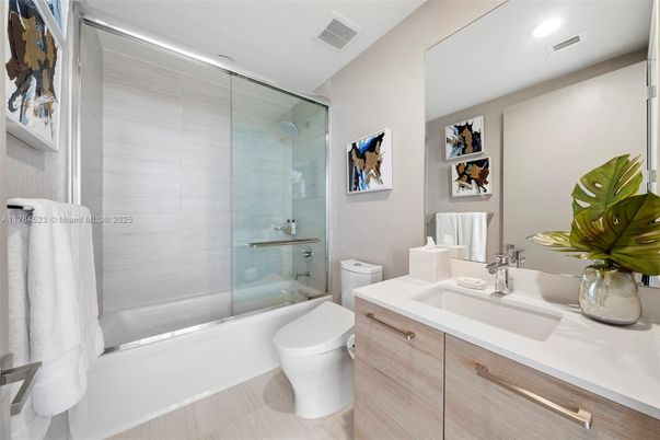 Bathroom, Glass Shower, Interior, Recessed Lighting