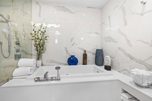 Bathroom, Glass Shower, Interior, Marble Walls