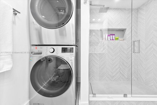 Bathroom, Glass Shower, Interior, Utility Closets, Washer