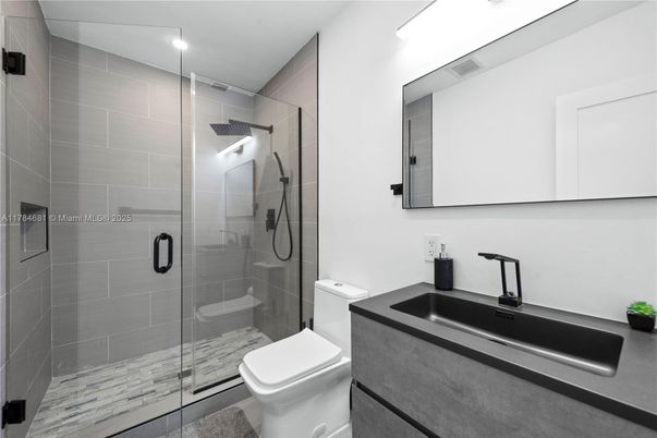 Bathroom, Glass Shower, Interior, Recessed Lighting