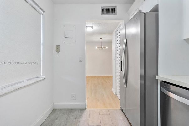 Interior, Kitchen, Pendant Lights, Stainless Steel Appliances, Wood Texture Flooring
