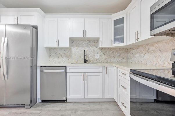 Interior, Kitchen, Stainless Steel Appliances, Wood Texture Flooring