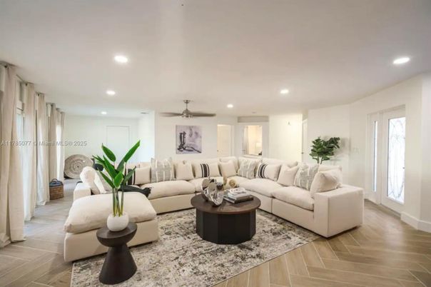 Interior, Living room, Recessed Lighting, Wood Texture Flooring