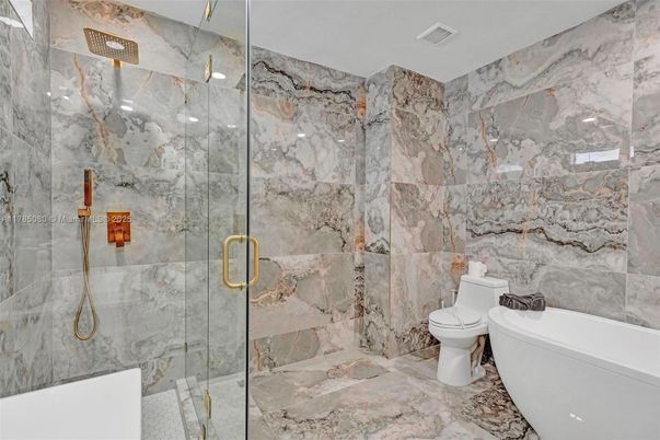 Bathroom, Glass Shower, Interior, Marble Walls