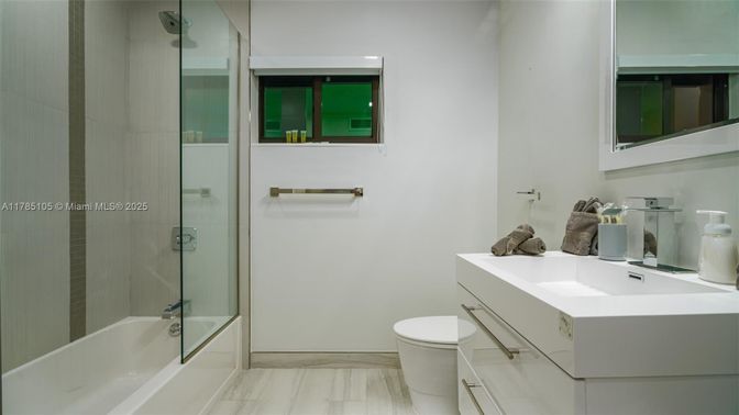Bathroom, Glass Shower, Interior, Wood Texture Flooring