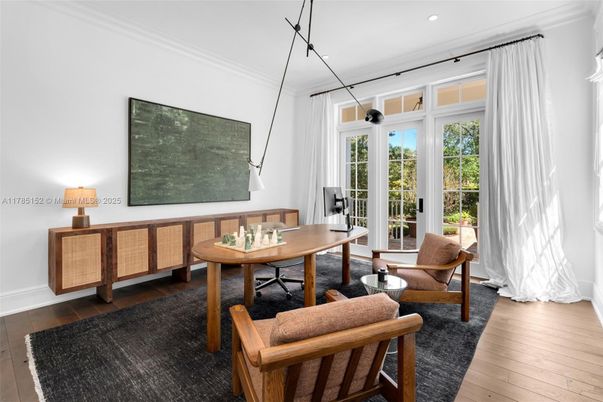 Home Office, Interior, Living room, Pendant Lights, Recessed Lighting, Wood Texture Flooring