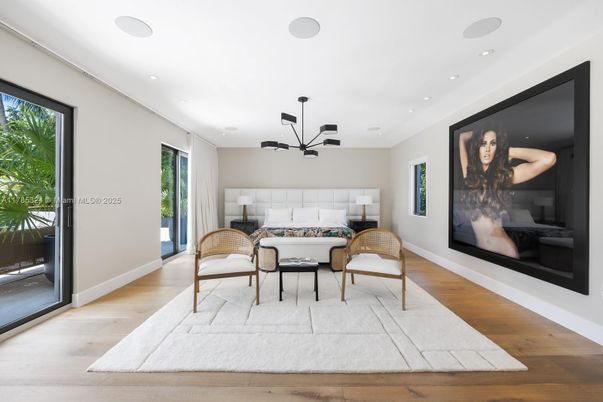Bedroom, Interior, Pendant Lights, Recessed Lighting, Wood Texture Flooring
