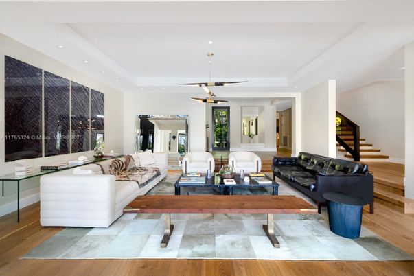 Interior, Living room, Pendant Lights, Recessed Lighting, Wood Texture Flooring