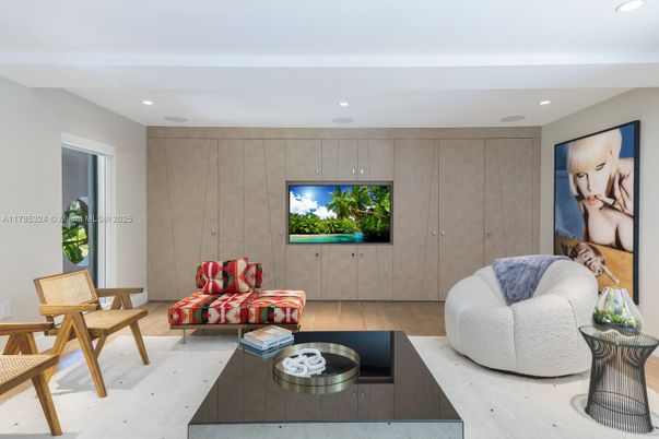 Interior, Living room, Recessed Lighting, Wood Texture Flooring, Wooden Walls