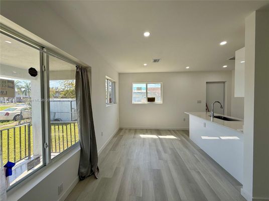 Interior, Kitchen, Recessed Lighting, Wood Texture Flooring