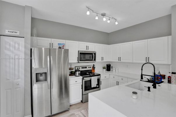 Interior, Kitchen, Stainless Steel Appliances, Wood Texture Flooring