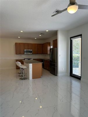 Interior, Kitchen, Marble, Recessed Lighting, Stainless Steel Appliances
