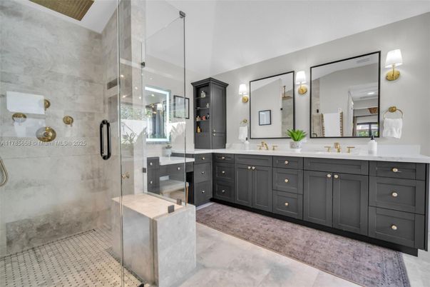 Bathroom, Dual Sink Vanities, Glass Shower, Interior