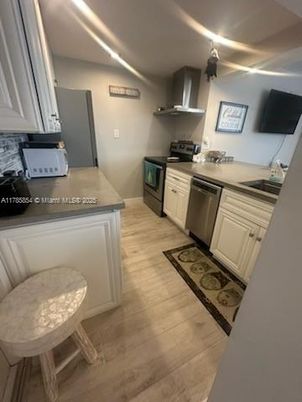 Interior, Kitchen, Stainless Steel Appliances, Wood Texture Flooring