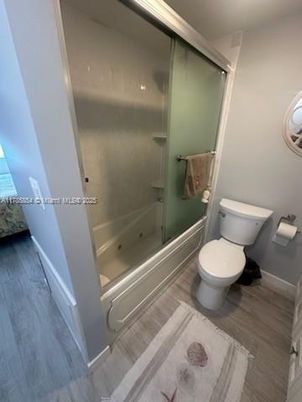 Bathroom, Glass Shower, Interior, Wood Texture Flooring