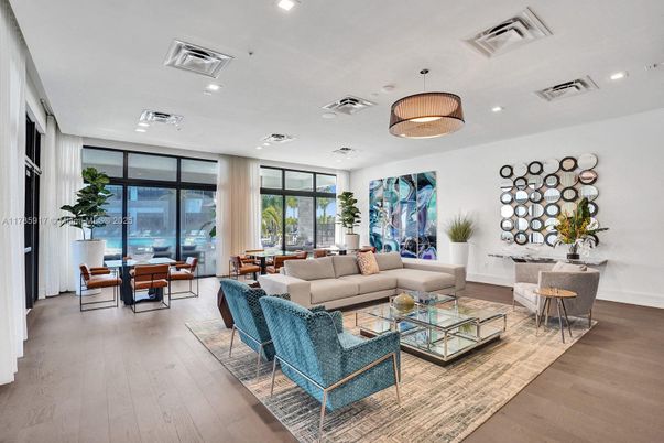 Dining room, Interior, Living room, Pendant Lights, Recessed Lighting, Wood Texture Flooring