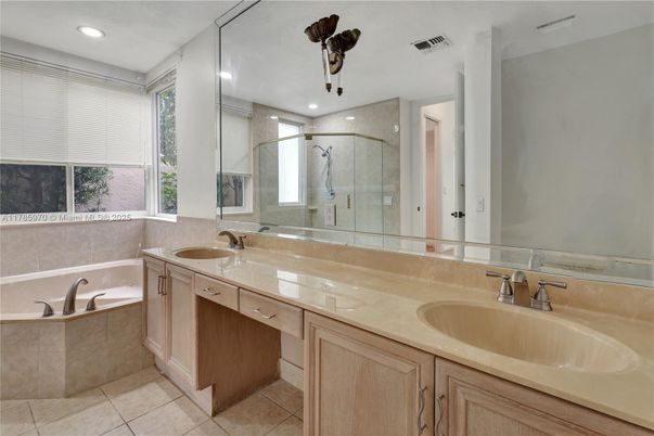 Bathroom, Dual Sink Vanities, Glass Shower, Interior, Recessed Lighting