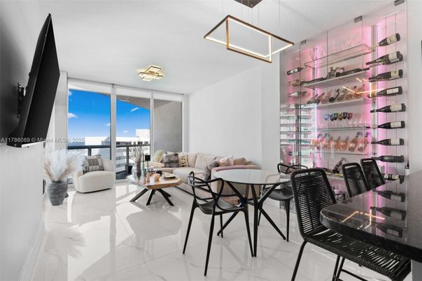 Dining room, Interior, Living room, Marble, Pendant Lights, Wine Storage