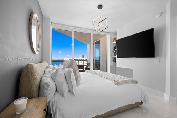 Bedroom, Interior, Marble, Pendant Lights, Water