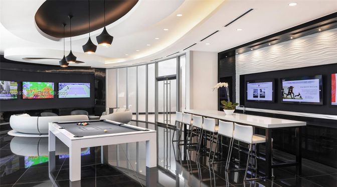 Billiard Table, Game Room, Interior, Pendant Lights, Recessed Lighting