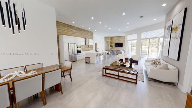Dining room, Interior, Kitchen, Living room, Recessed Lighting, Stainless Steel Appliances