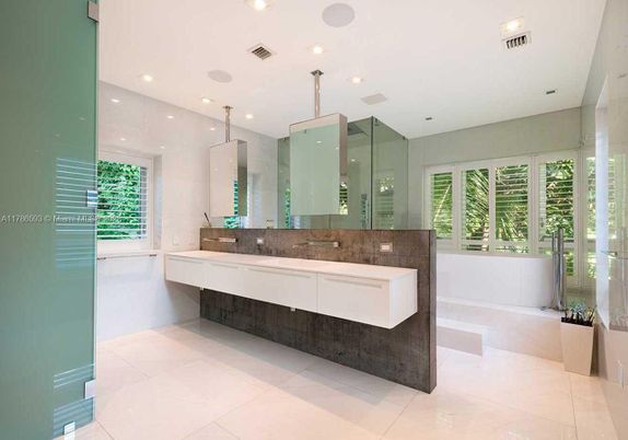 Bathroom, Dual Sink Vanities, Glass Shower, Interior, Recessed Lighting