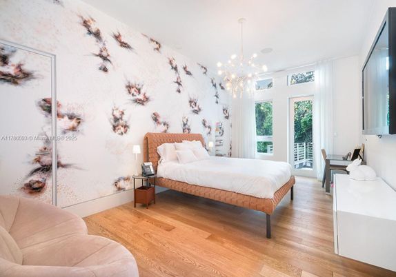 Bedroom, Interior, Pendant Lights, Wood Texture Flooring