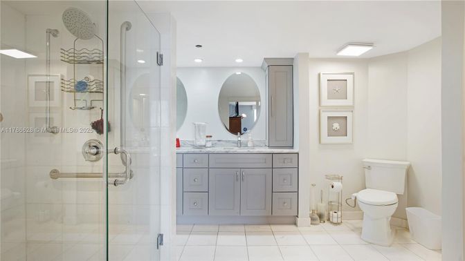 Bathroom, Glass Shower, Interior, Recessed Lighting