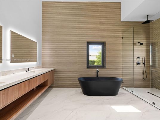 Bathroom, Dual Sink Vanities, Free Standing Baths, Glass Shower, Interior, Marble