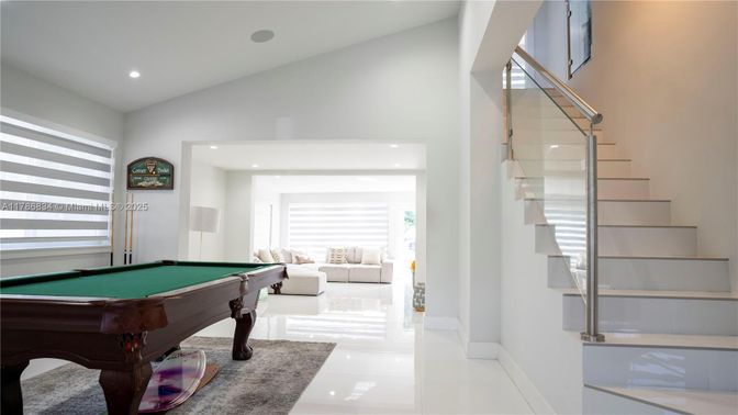 Billiard Table, Game Room, Interior, Recessed Lighting