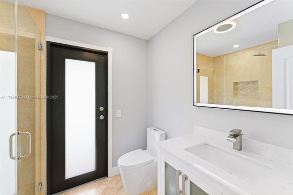 Bathroom, Glass Shower, Interior, Recessed Lighting