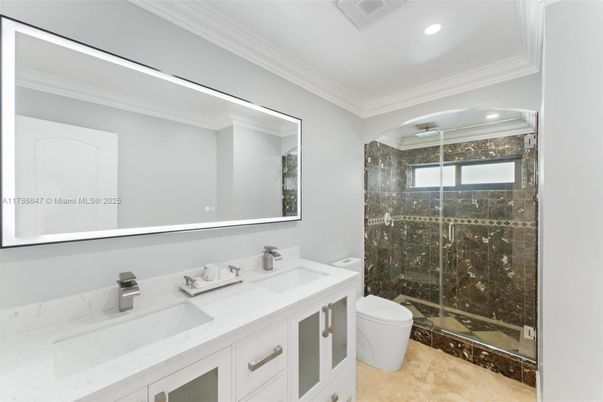 Bathroom, Dual Sink Vanities, Glass Shower, Interior, Recessed Lighting