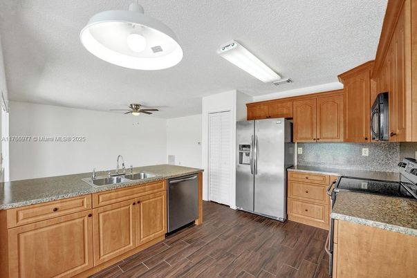 Interior, Kitchen, Stainless Steel Appliances, Wood Texture Flooring
