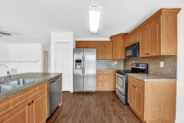 Interior, Kitchen, Stainless Steel Appliances, Wood Texture Flooring
