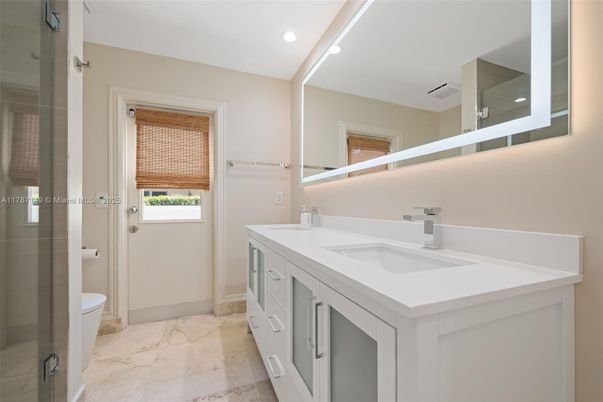 Bathroom, Dual Sink Vanities, Glass Shower, Interior, Recessed Lighting