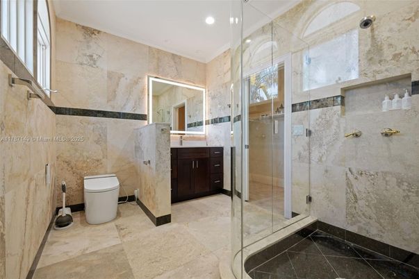 Bathroom, Glass Shower, Interior, Recessed Lighting