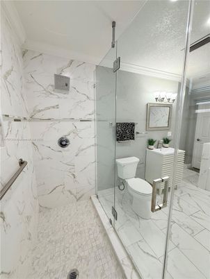 Bathroom, Glass Shower, Interior, Marble, Marble Walls