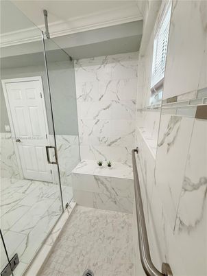 Bathroom, Glass Shower, Interior, Marble Walls