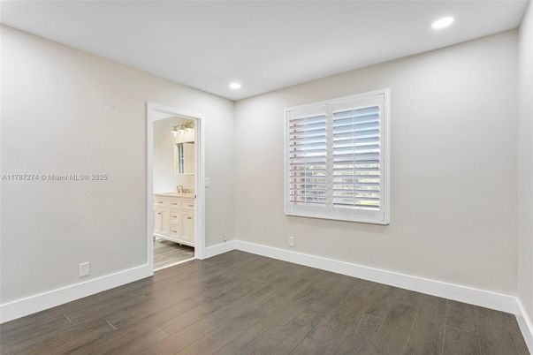 Bathroom, Empty room, Interior, Recessed Lighting, Wood Texture Flooring