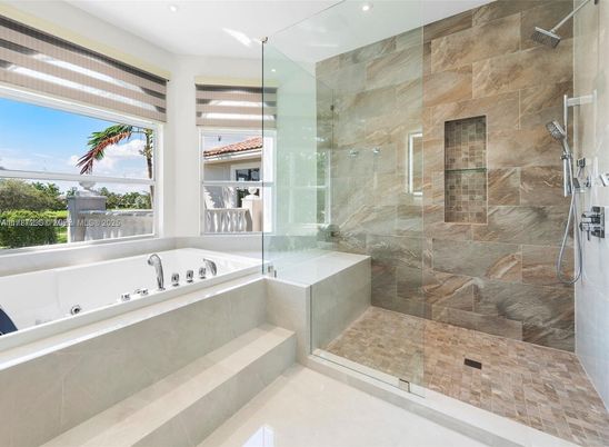 Bathroom, Glass Shower, Interior, Recessed Lighting