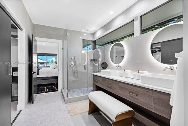 Bathroom, Bedroom, Dual Sink Vanities, Glass Shower, Interior, Recessed Lighting