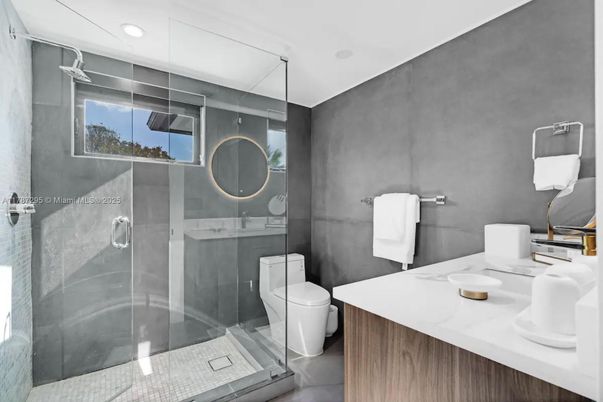 Bathroom, Glass Shower, Interior, Recessed Lighting