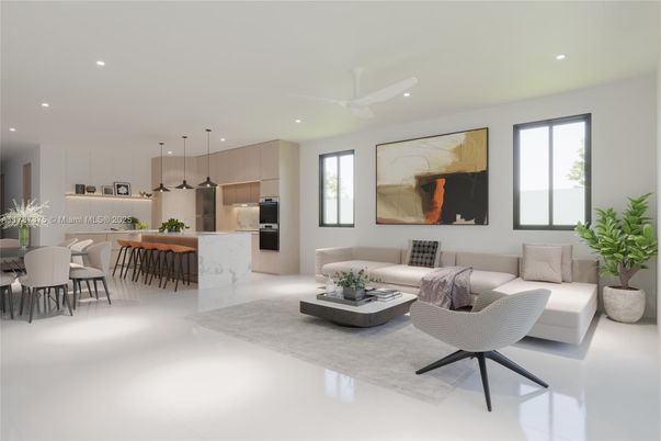 Dining room, Interior, Kitchen, Living room, Pendant Lights, Recessed Lighting, Stainless Steel Appliances