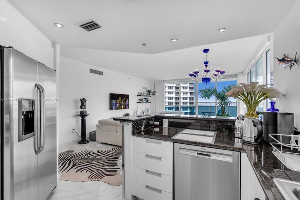 Interior, Kitchen, Marble, Recessed Lighting, Stainless Steel Appliances, Water