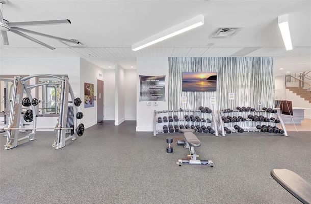 Fitness Equipment, Gym, Interior, Recessed Lighting
