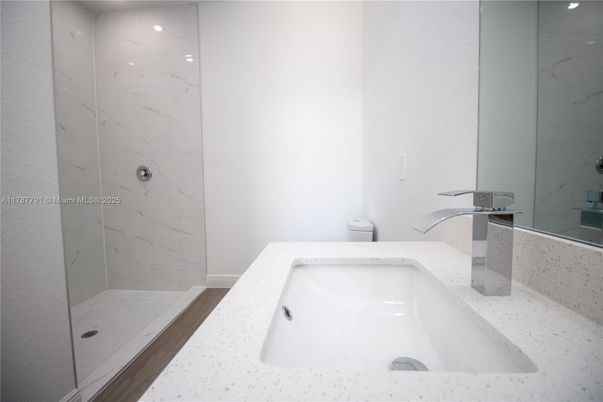 Bathroom, Glass Shower, Interior, Marble Walls, Recessed Lighting