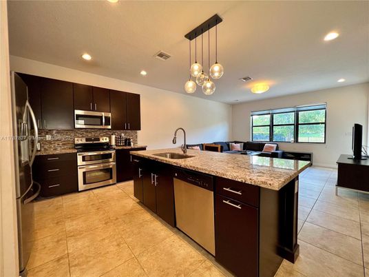Interior, Kitchen, Pendant Lights, Recessed Lighting, Stainless Steel Appliances