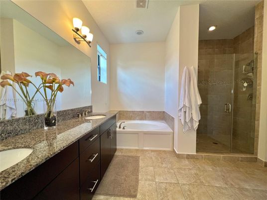 Bathroom, Dual Sink Vanities, Glass Shower, Interior, Recessed Lighting