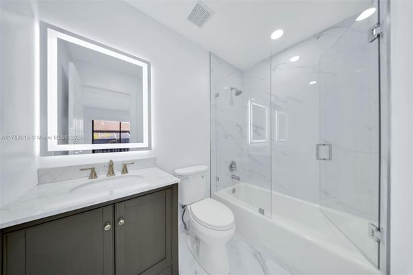 Bathroom, Glass Shower, Interior, Marble, Marble Walls, Recessed Lighting