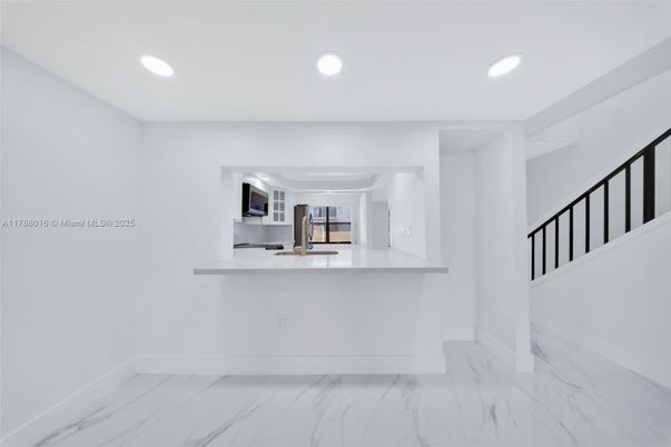 Interior, Kitchen, Marble, Recessed Lighting, Stainless Steel Appliances